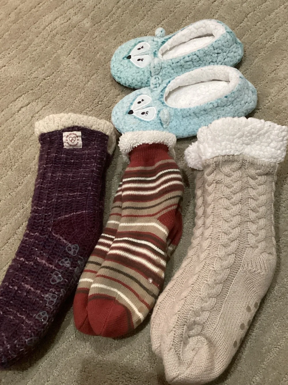 Fuzzy socks and slippers bundle